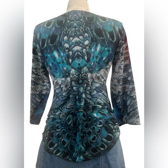 Chico’s -Blue Patterned Women's Top - Picture 3 of 5